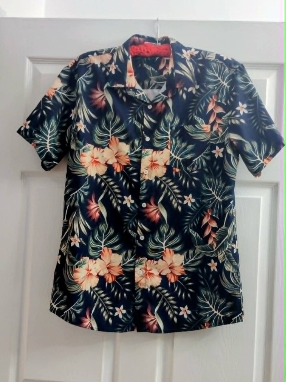 COOFANDY Men's Medium Hawaiian Black Floral Casual Button Up Shirt